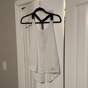 Nike Women's White and Black Tank Top